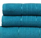 4Pcs Egyptian Hand Towel + Bath Towel Designer 100% Cotton Soft Fluffy Teal New