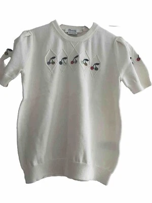 New Bonpoint Girl's Short Sleeve Cotton Sweater Size 12  - Image 1 of 4