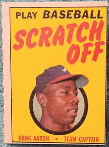 Hank Aaron Atlanta Braves 1970 Topps Baseball Scratch Off Ex - Unscratched