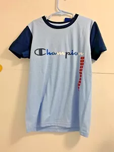 CAMICIA CHAMPION BAMBINO BLU AUTENTICA MAGLIETTA ABBIGLIAMENTO SPORTIVO TG 7/8 - Foto 1 di 3