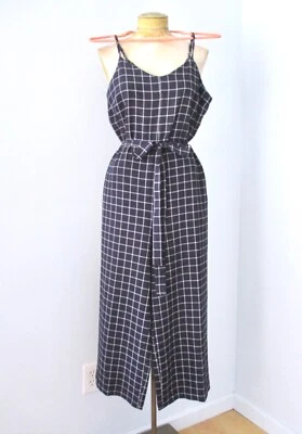 Nuevo con etiquetas Mono Harén Monteau Azul Cuadros Poli Crepé Ajustar Correas Bolsillos Cinturón S Foto 1 de 4