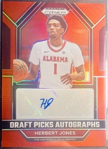 HERBERT JONES Alabama 2023-24 Panini Prizm Draft Picks Red Prizm AUTO #/149 - Foto 1 di 2