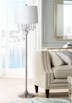 Lámpara de pie lámpara de araña moderna níquel cepillado sala de estar lectura dormitorio oficina Foto 1 de 3