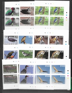 TONGA SCOTT # 1158-69 BIRDS IMPERF BLOCKS OF 4 MNH - Picture 1 of 1