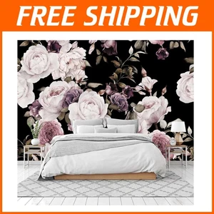 Elegant Peony Flowers Wall Mural - Non-Self-Adhesive Floral Canvas 158" x 110" - Picture 1 of 8