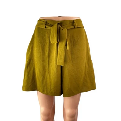 Mini Pantalones Cortos Zara Para Mujer Verde Oliva Corbata Cintura Cinturón Tiro Alto Línea A Talla S Foto 1 de 3