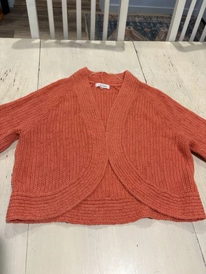 Suéter Calvin Klein Mujer XL Naranja Frente Abierto Tejido Cárdigan Manga 3/4 Acanalado Foto 1 de 4