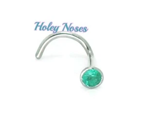 18ct White Gold Natural Emerald 2mm nose stud ring pin bone body jewellery cone - Picture 1 of 6