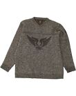 Pall Mall Mens Graphic V-Neck Jumper Sweater Medium Grey Flecked Acrylic Fe03