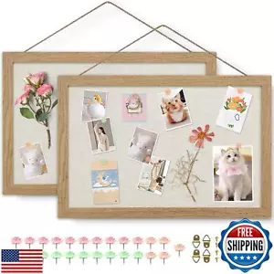 AKTOP 2-Pack Cork Bulletin Board with Linen 16.7" X 11", Small Framed Corkboa - Picture 1 of 5