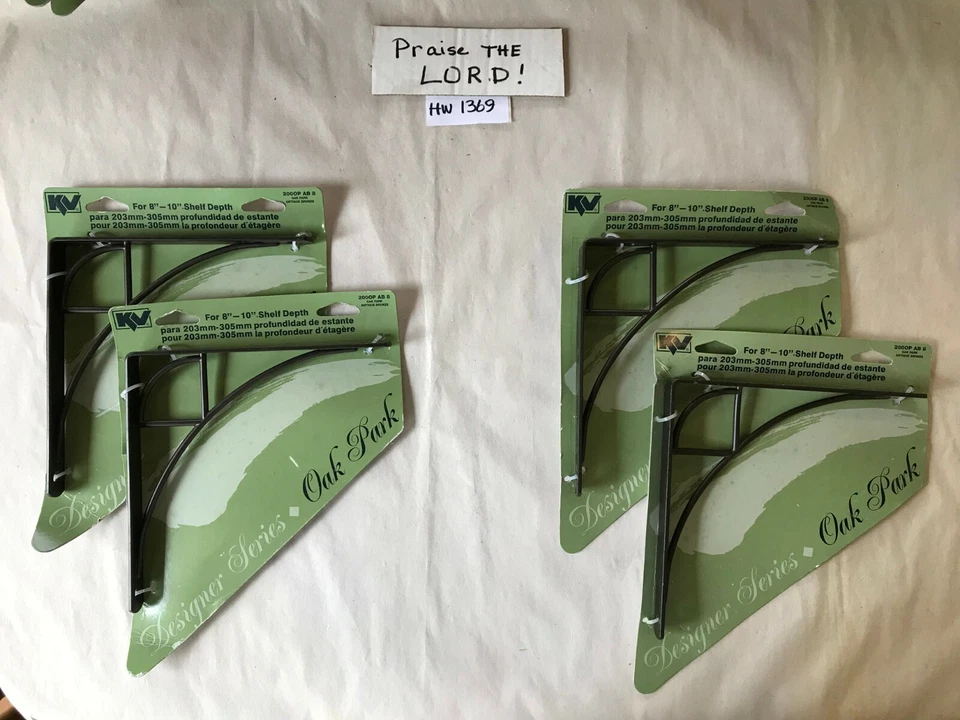 Cuatro soportes de estante de 8-10"" Knape Vogt serie 2000 AB 8 latón antiguo 1369 Foto 1 de 1