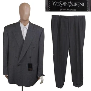NUEVO Traje Yves Saint Laurent Pour Homme Doble Pecho Gris Cuadros Talla 60 42X34 - Imagen 1 de 18