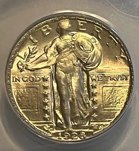 1928-d Standing Liberty cuarto, brillante sin circular MS-65, bonita moneda blanca - Imagen 1 de 4