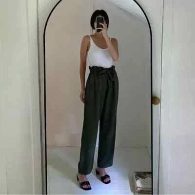 Pantalón bolsa de papel Emerson Fry Paris en lino militar talla L venta al por menor $248 Foto 1 de 4