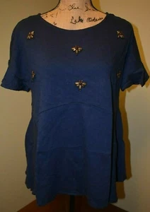 NWT Women's LC Lauren Conrad Bee Mine Top - L Large - Blue Denim (Dark Blue) * - Picture 1 of 12