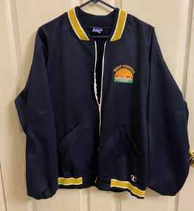 Vintage Men's Blue Sateen Champion Sun Bowl Football Jacket XL John Hancock WV - Picture 1 of 14