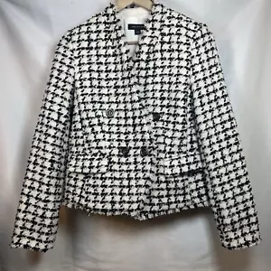 Ann Taylor fringe tweed double breasted jacket womens size 4 business formal NEW - Picture 1 of 9
