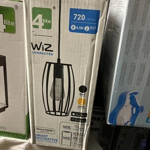 4lite WiZ Connected SMART LED Pendant with Pear Cage ST64 Amber Vintage Lamp New - Picture 1 of 5