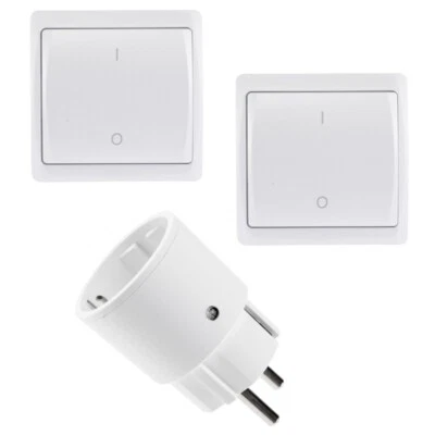 Funk Schaltsteckdose +Wandsender Wechselschalter Funkschalter Steckdose Schalter - Bild 1 von 4