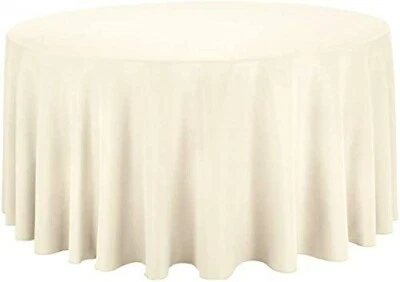Craft & Party 100% Polyester Tablecloth Ivory 120" Round - Image 1 of 4