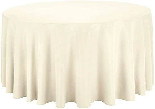 Craft & Party 100% Polyester Tablecloth Ivory 120" Round - Image 1 of 4