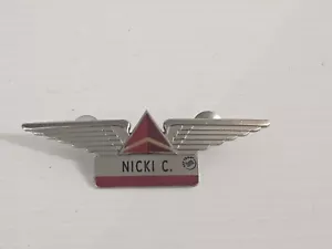 Delta Airlines Flight Attendant Stewardess Wings Pin Vintage Name Badge - Picture 1 of 2