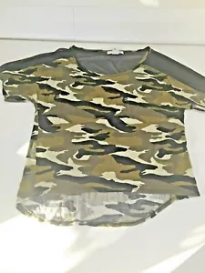 Minimi donna taglia XL? Maglione Top Elasticizzato HiLo Burnout Mimetico Nero Raglan - Foto 1 di 9