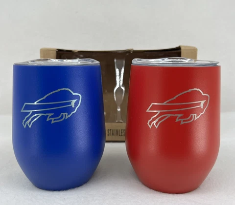 Buffalo Bills Stainless Travel Wine Tumbler Set - NFL Licensed - 16oz, 2 pack Cover