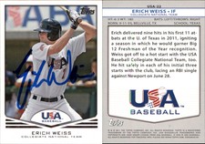 Erich Weiss Signed 2011 Topps USA Baseball #USA-22 Card  Auto AU