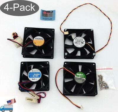 Mixed Lot 4pcs:Sunon/Nidec 90mm 92mm 80mm 12V DC PC Case Cooling Fan,3pin/ Molex - Image 1 of 4