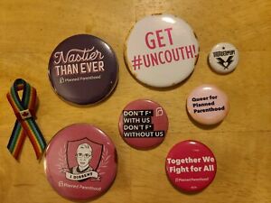 Lot Of 8 Pins Feminist Planned Parenthood RBG Equal Rights Queer Thunderpussy