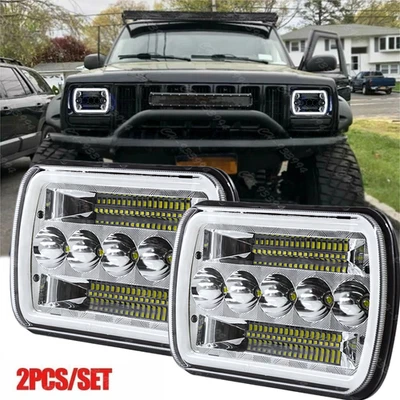 Par de faros LED 5x7"7x6 para Jeep Cherokee XJ 1984-2001 Wrangler YJ 1986-1995 Foto 1 de 4