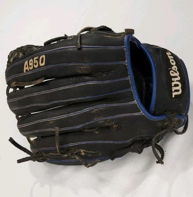 Guante de béisbol softbol Wilson A950 14" derecho a09rs18d14 cuero negro azul Foto 1 de 4