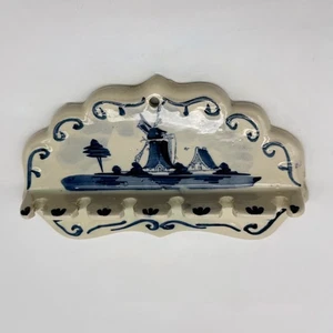 Delft Holland blaue Windmühle Vintage Sammlerstück Löffel Halter Display Keramik 6 Fächer - Bild 1 von 4