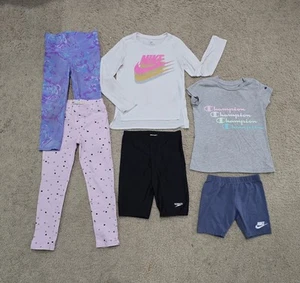 Lot of Girl's Clothes Nike Speedo Champion Levis Size 6 Tops, Shorts, Leggings - Picture 1 of 4