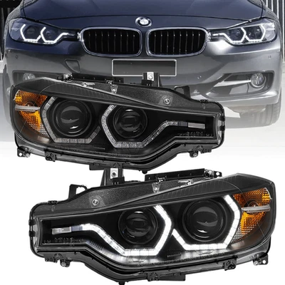 Xenon Scheinwerfer Set Angel Eyes LED TFL Schwarz für BMW 3er F30 F31 2011–2015 - Bild 1 von 4