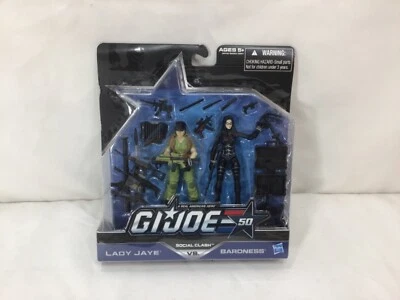 Paquete de 2 figuras Gi Joe 50 aniversario Social Clash Lady Jaye & Baroness Foto 1 de 2