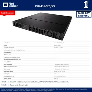 Cisco ISR4431-SEC/K9 4431 Gigabit Router - 1 YEAR WARRANTY - Same Day Shipping - Picture 1 of 4