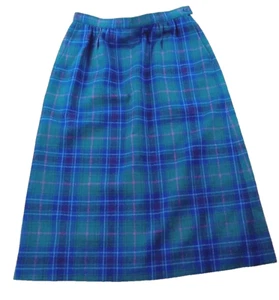 Falda midi Pendleton Woolen Mills azul a cuadros 100 % lana virgen línea A EE. UU. Talla 8P - Imagen 1 de 8