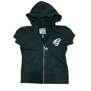 Grunit Full Zip Vest Hoodie Women’s Girl’s L Sequined Goth Festival - Picture 1 of 15