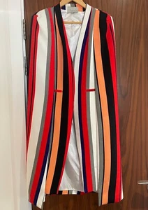 LAVISH ALICE MID-LENGTH STRIPED CAPE JACKET - SIZE 10 - BRAND NEW - Picture 1 of 6