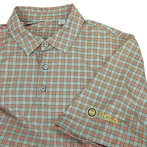 Polo de golf Cutter & Buck para hombre PGA XL poliéster spandex a cuadros naranja - Imagen 1 de 8