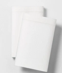 FUNDAS DE ALMOHADA DE DOS LINO BLEN DOBLADILLO PUNTO KING BLANCO FRESCO NUEVAS - Imagen 1 de 2
