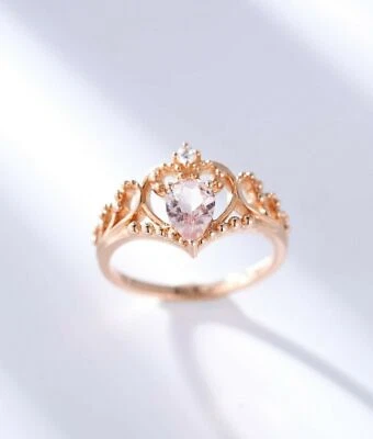 1Ct Lab-Created Morganite Milgrain Crown Engagement Ring 9ct SOLID Rose Gold - Image 1 of 4