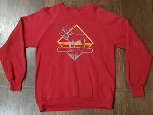 Vintage 1985 Jerzees Glacier National Park Maroon Crewneck Sweater. Caribou. - Picture 1 of 9