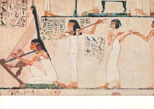 Egyptian Women Musicians on the Tomb of Rechmere Vintage Art Postcard - Picture 1 of 2