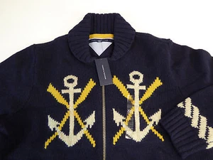 Cárdigan Tommy Hilfiger Naval con Cremallera Completa Lana Suéter $299 Nuevo con Etiquetas Chaqueta Ancla Barco - Imagen 1 de 12
