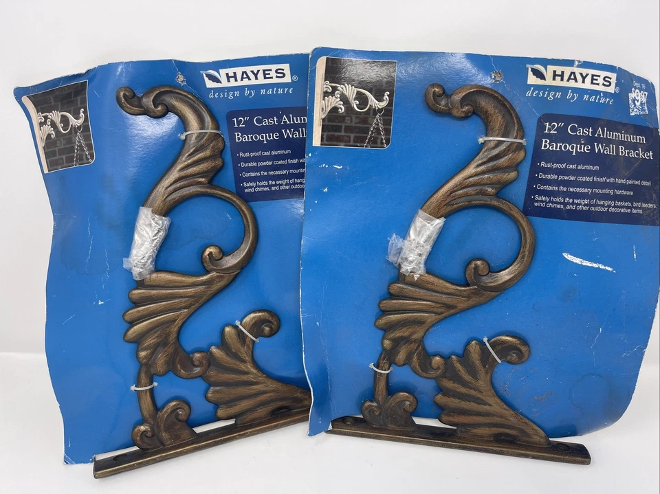 2x Hayes 12" Cast Aluminum Baroque Wall Bracket #22530 - Изображение 1 из 4
