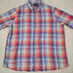 George Plaid Shirt Mens Extra Large Madras Lined Western Casual Rustic Casual - Picture 1 of 11