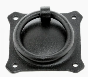 (4) The Renovator's Supply, Inc. Black Iron Ring Pulls Cabinet Pull - Picture 1 of 5
